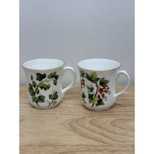 Duchess England Bone China 2 Tea Cups - No Saucers, Blueberries & Strawberries #